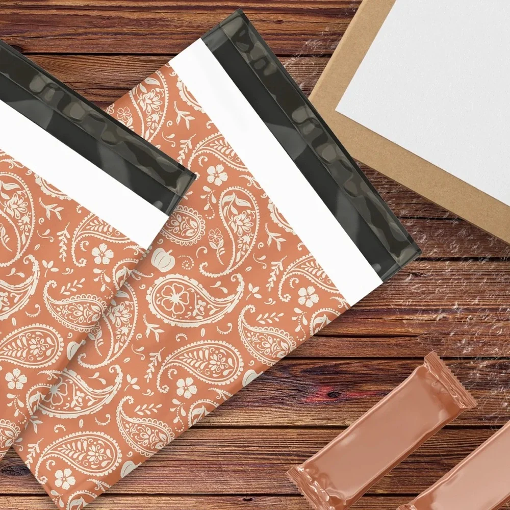 Orange Pumpkin Paisley Poly Mailer’s 10x13 Pack of 25 - Picture 7 of 8